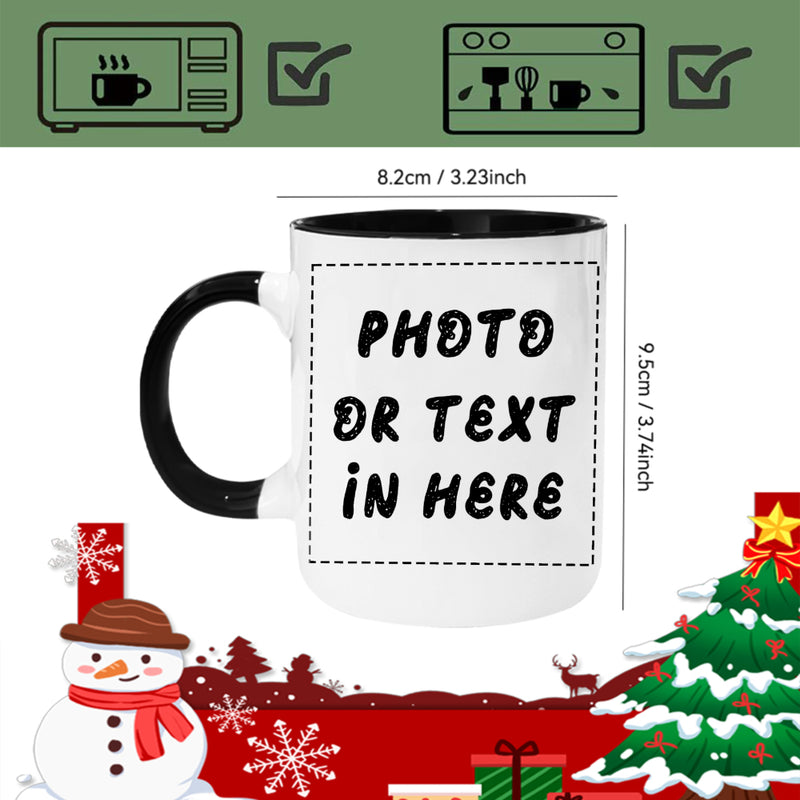 Tailorly Black Accent 11 oz Mug - customized coffee cup personalized image text logo or name