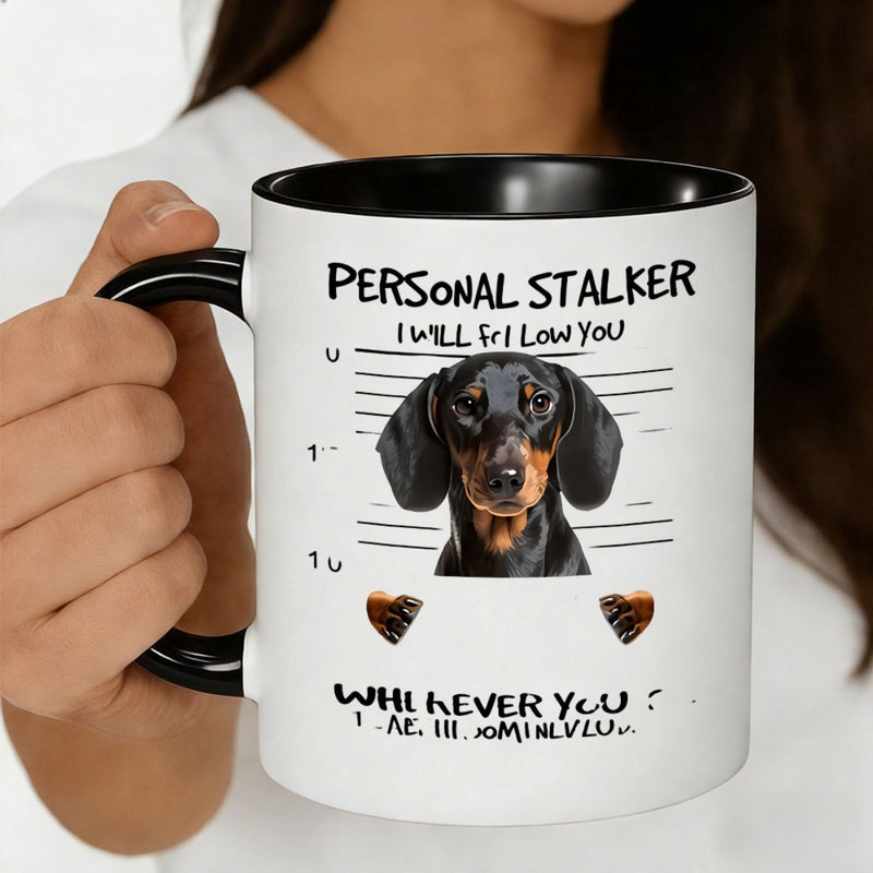 Tailorly Black Accent 11 oz Mug - dachshund illustration with "i will" text