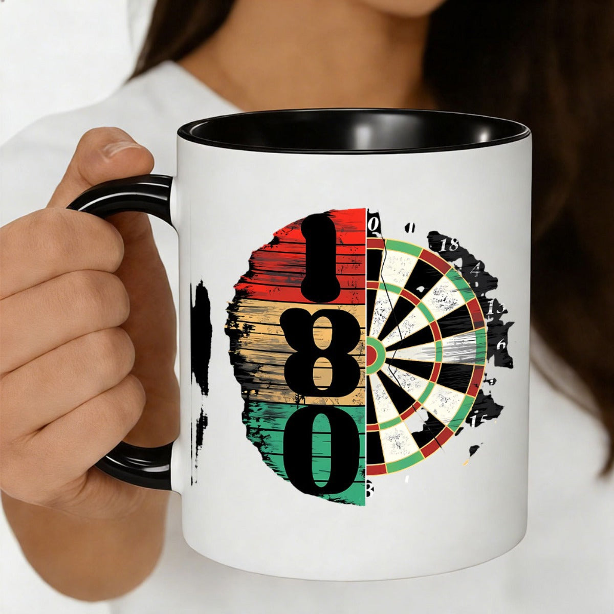 Tailorly Black Accent 11 oz Mug - vintage dartboard design with large numbers