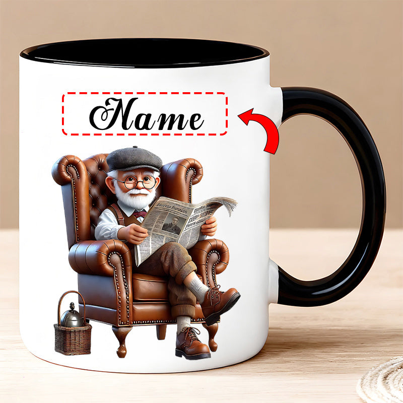 Tailorly Black Accent 11 oz Mug - cartoon grandpa