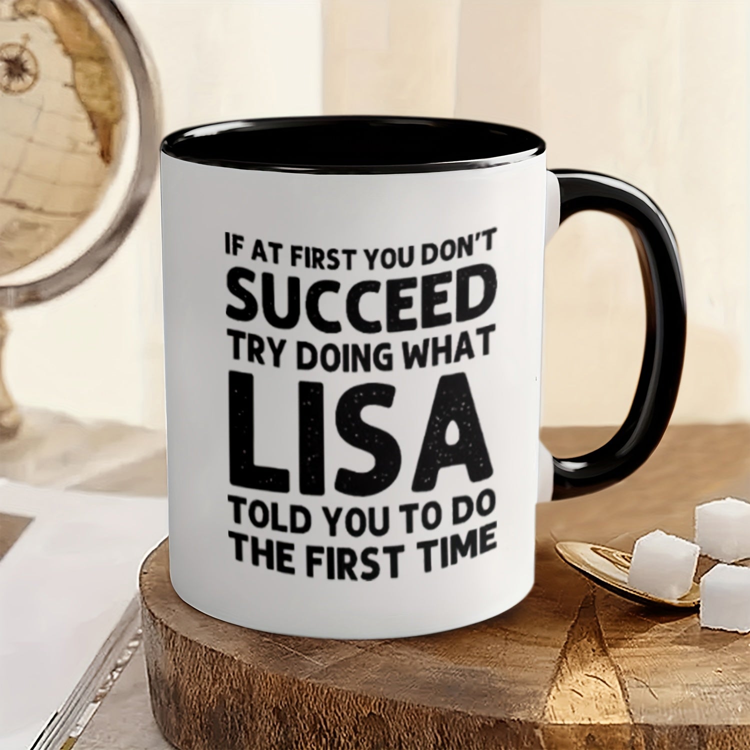 Tailorly Black Accent 11 oz Mug - funny and quirky ceramic mug with humorous and inspirational sayings