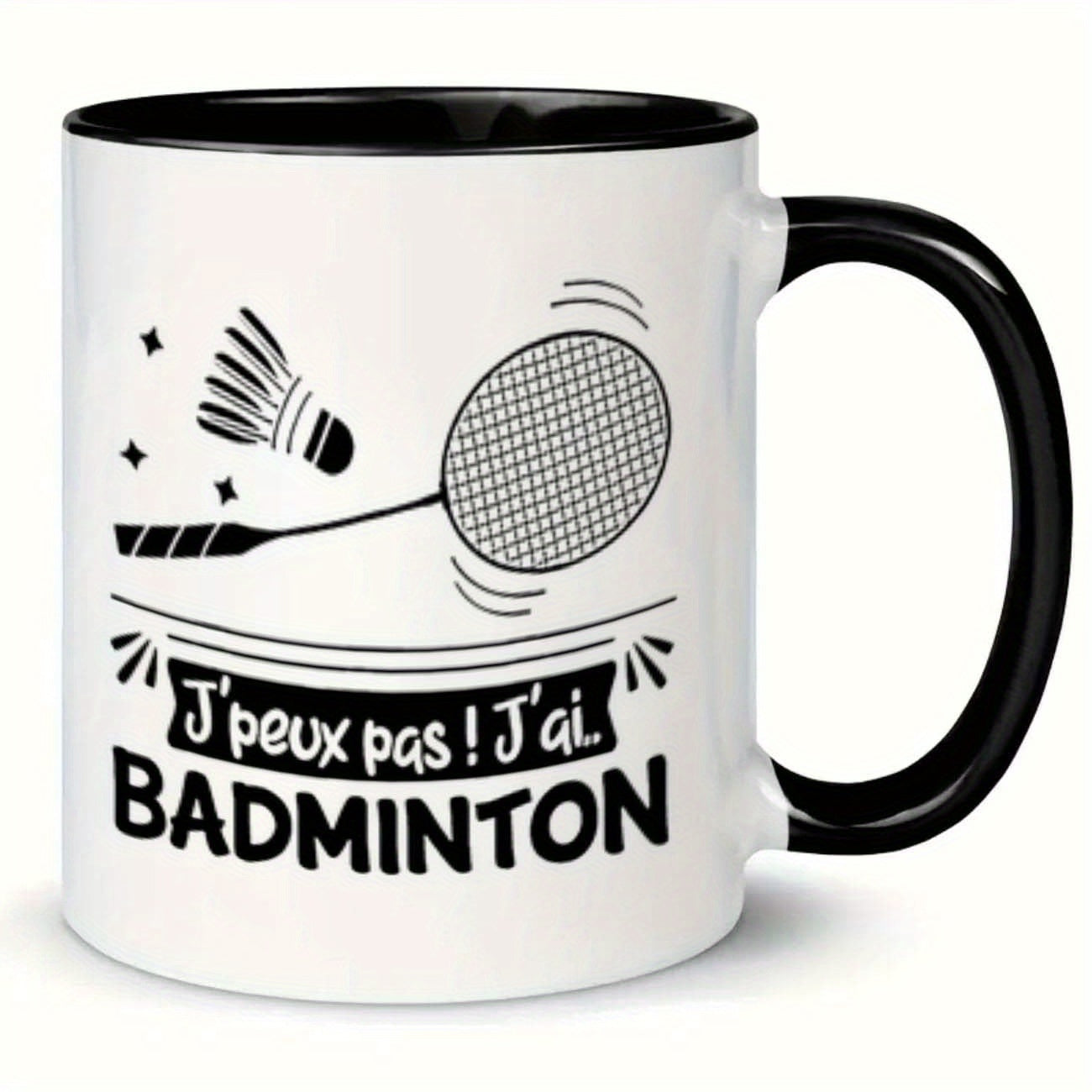 Tailorly Black Accent 11 oz Mug - shuttlecock racket