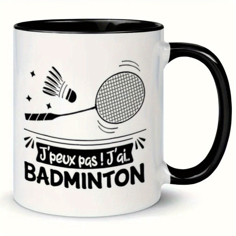 Tailorly Black Accent 11 oz Mug - shuttlecock racket