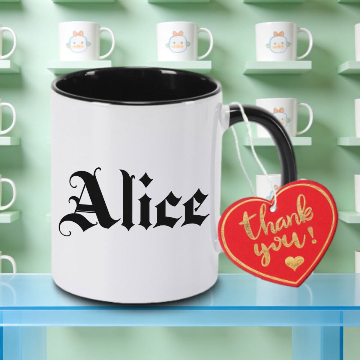 Tailorly Black Accent 11 oz Mug - alice graphic
