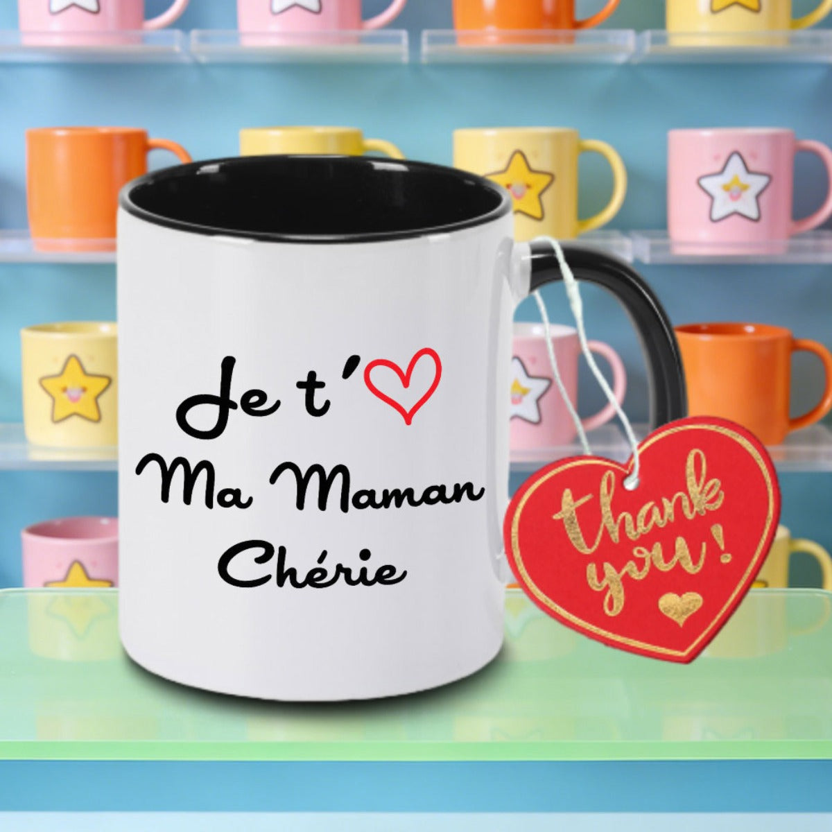Tailorly Black Accent 11 oz Mug - i love you mom logo