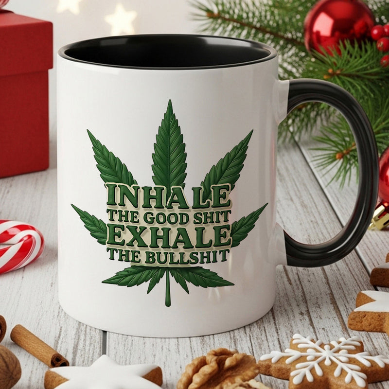 Tailorly Black Accent 11 oz Mug - item picture 1pc inspirational leaf coffee mug funny shit the bullshit coffee cup motivational quote design