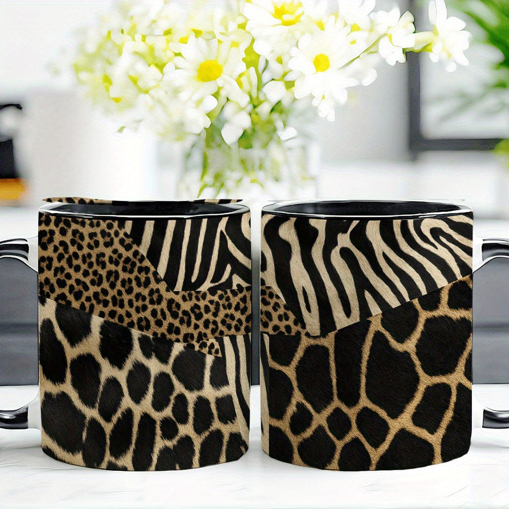 Tailorly Black Accent 11 oz Mug - leopard zebra african wildlife animal print