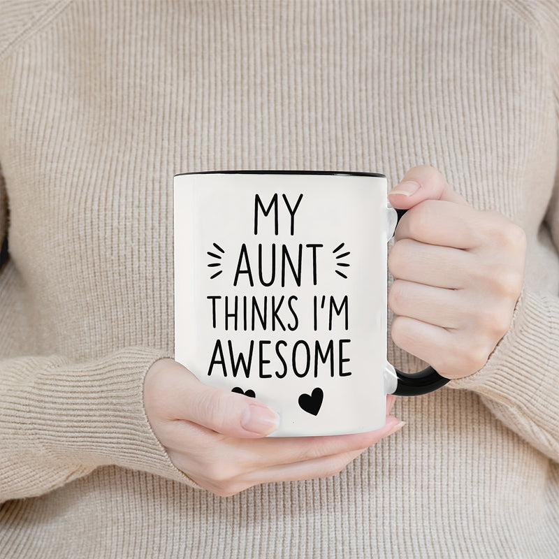 Tailorly Black Accent 11 oz Mug - funny gift text "cute aunt"