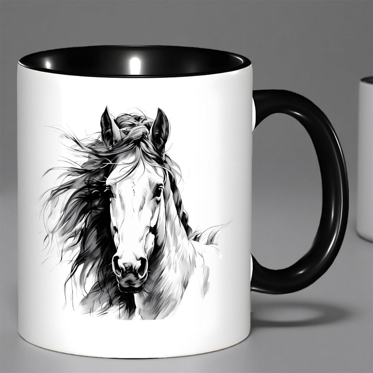 Tailorly Black Accent 11 oz Mug - item picture 11oz with artistic insulated reusable coffee cup with wide handle camping picnics