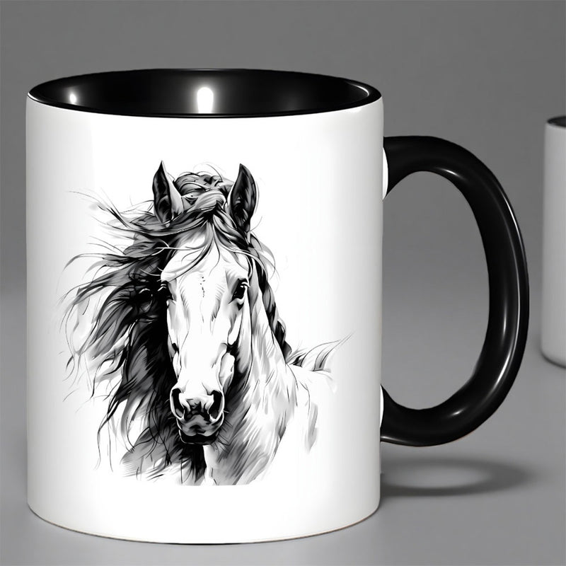 Tailorly Black Accent 11 oz Mug - item picture 11oz with artistic insulated reusable coffee cup with wide handle camping picnics
