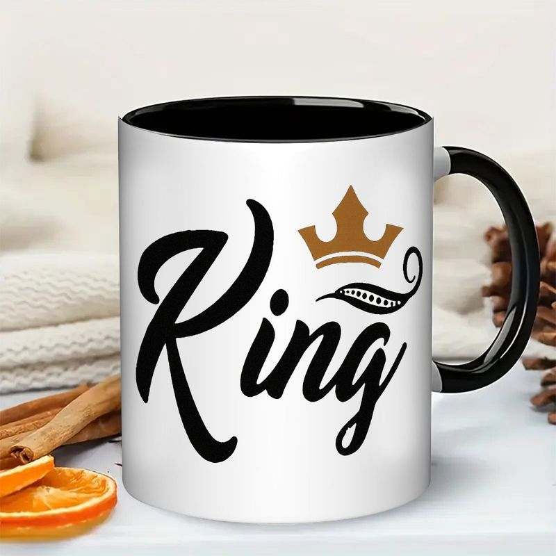 Tailorly Black Accent 11 oz Mug - mustache king lettering