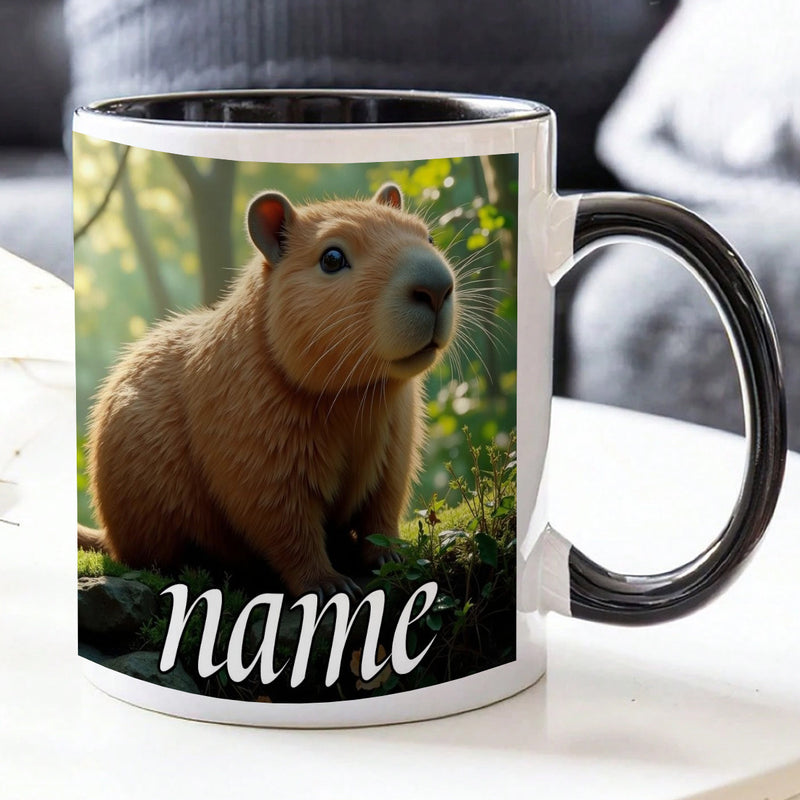 Tailorly Black Accent 11 oz Mug - personalized name text groundhog
