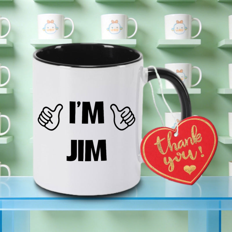 Tailorly Black Accent 11 oz Mug - im jim thumbs print
