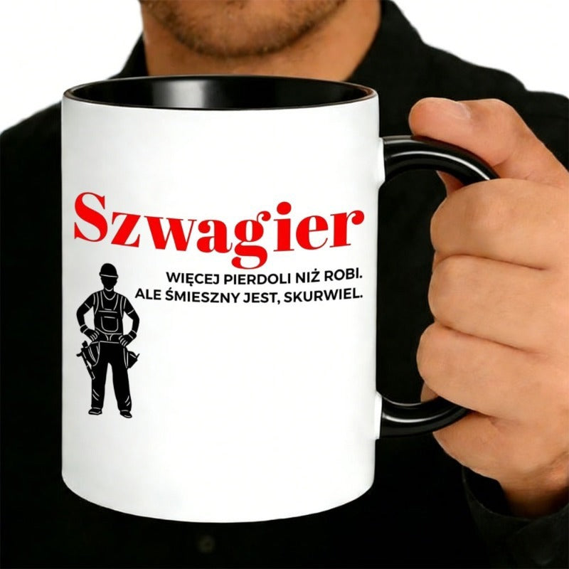 Tailorly Black Accent 11 oz Mug - humorous text suggesting he spend having fun