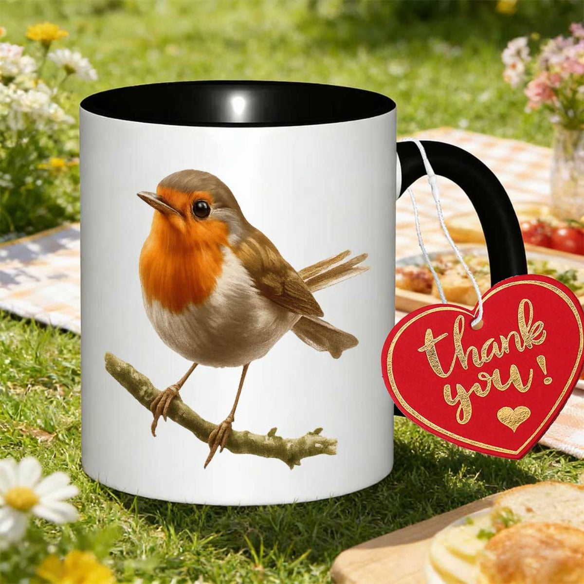 Tailorly Black Accent 11 oz Mug - robin holding