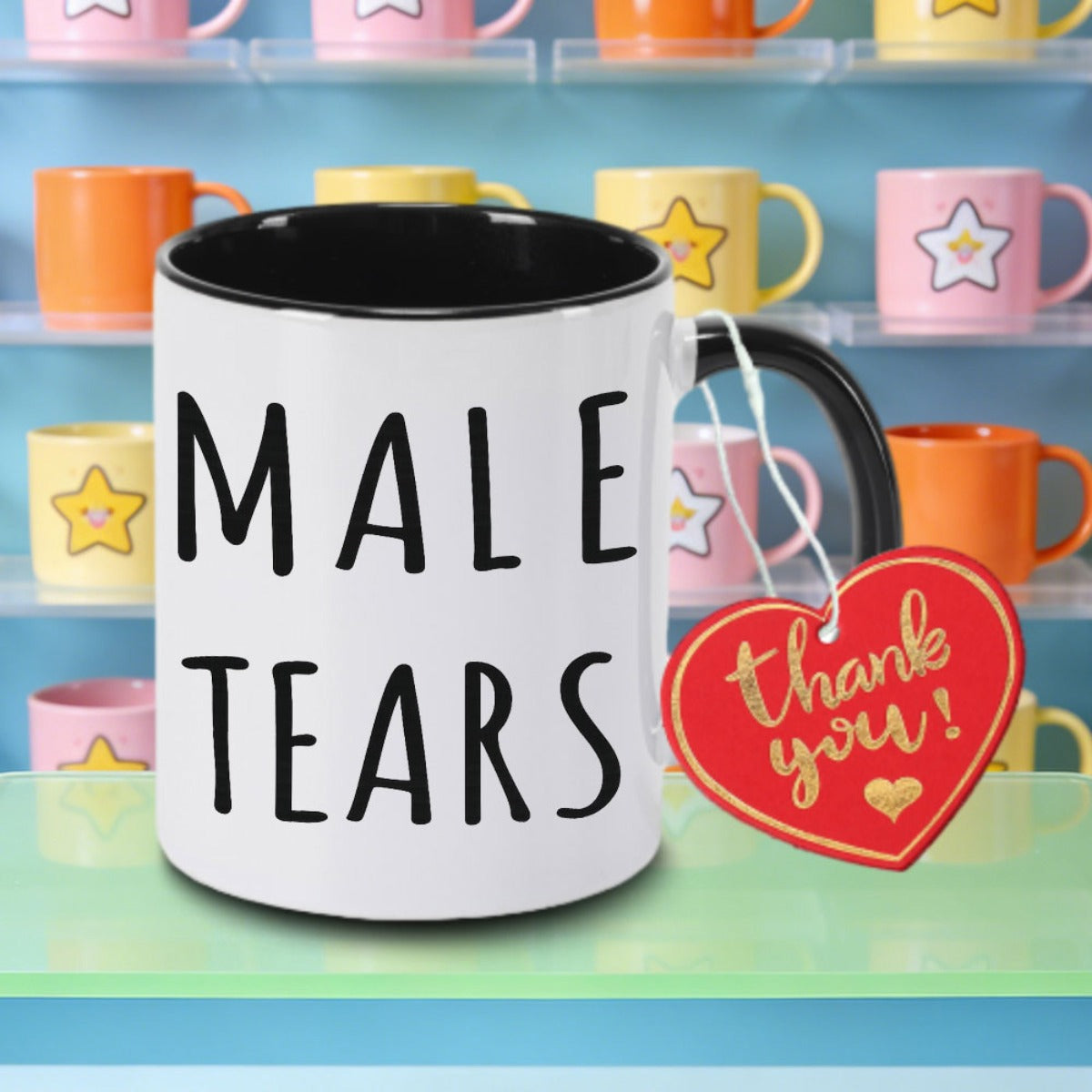Tailorly Black Accent 11 oz Mug - male tears text
