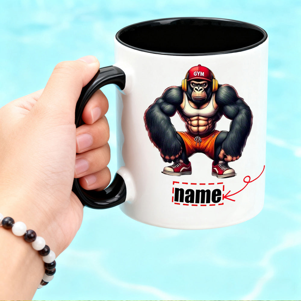 Tailorly Black Accent 11 oz Mug - muscle chimpanzee