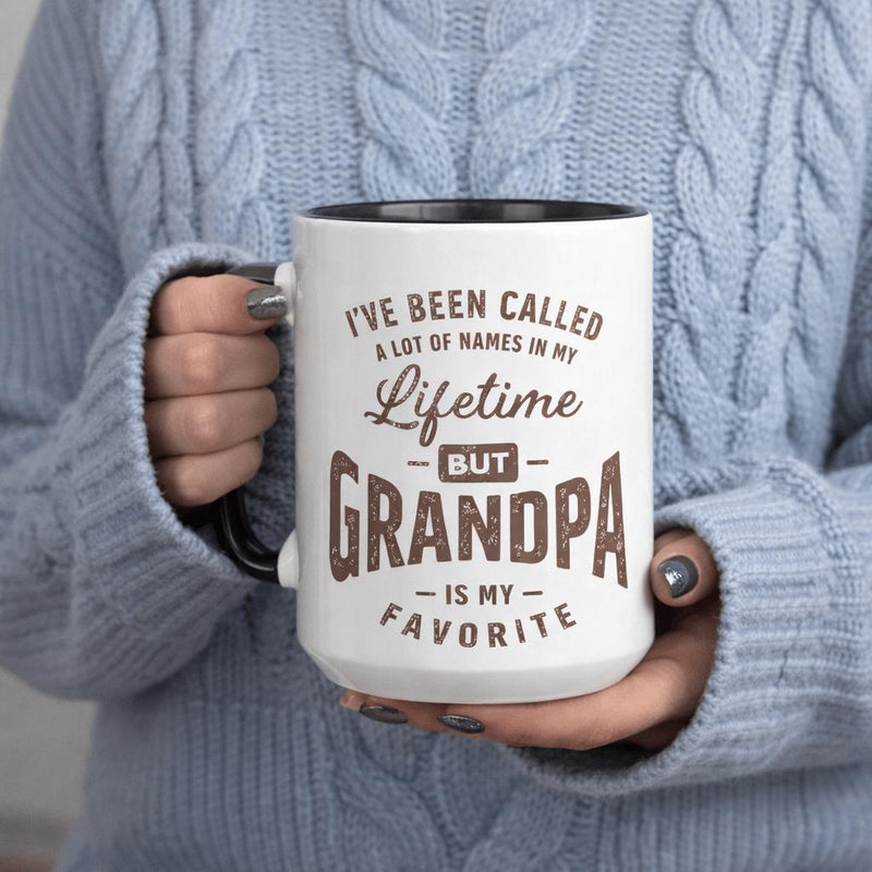 Tailorly Black Accent 11 oz Mug - vintage style text "but grandpa is"