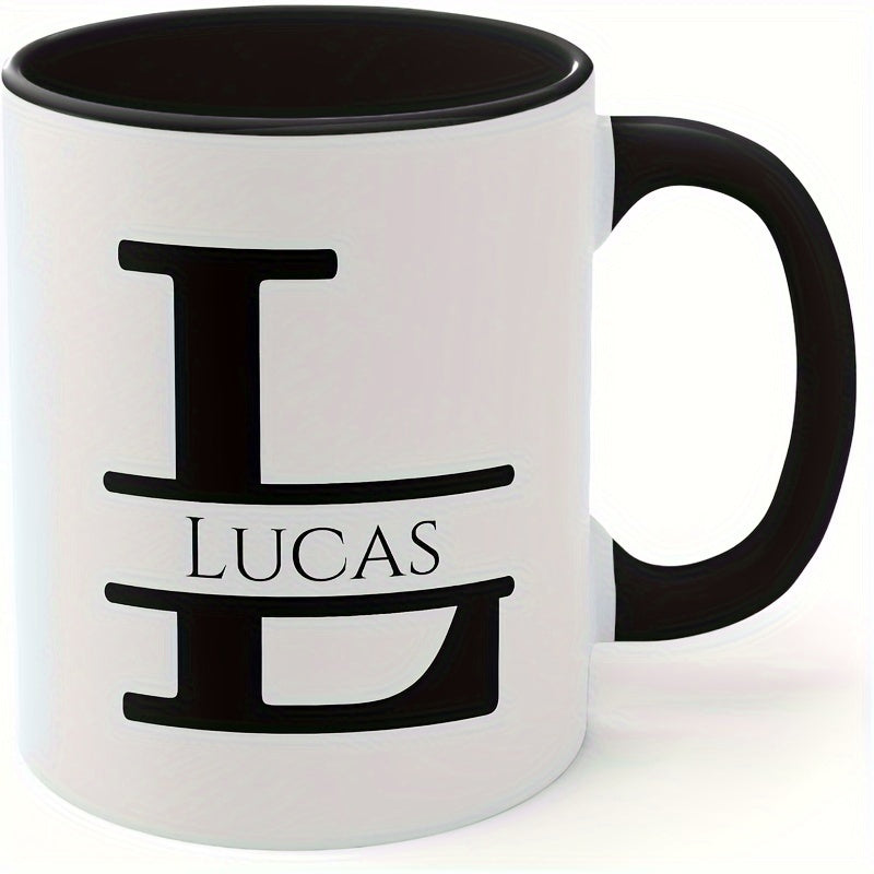 Tailorly Black Accent 11 oz Mug - personalized monogram with the name "lucas"
