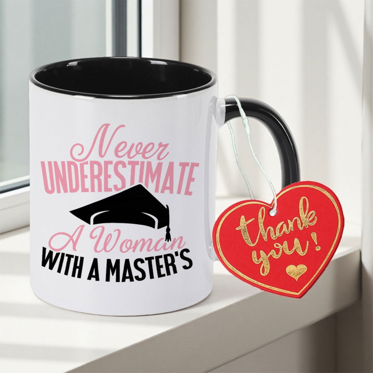 Tailorly Black Accent 11 oz Mug - empowering degree print