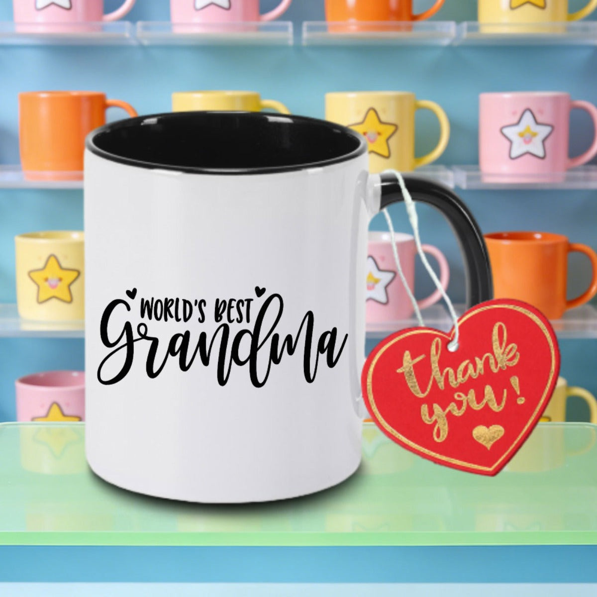 Tailorly Black Accent 11 oz Mug - the best grandma in the world logo