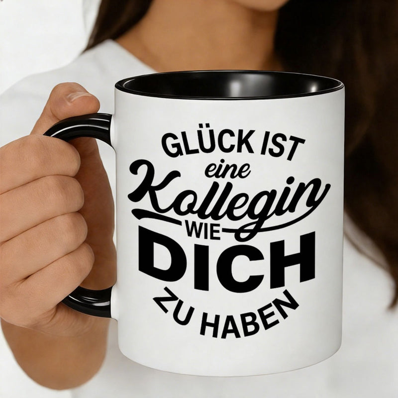 Tailorly Black Accent 11 oz Mug - german quote "ist eine kollegin wie dich zu haben"