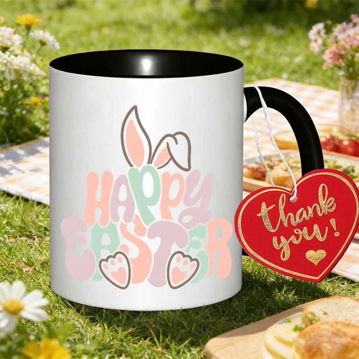 Tailorly Black Accent 11 oz Mug - easter illustration