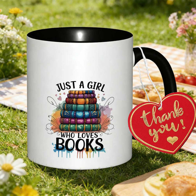 Tailorly Black Accent 11 oz Mug - books and printed text