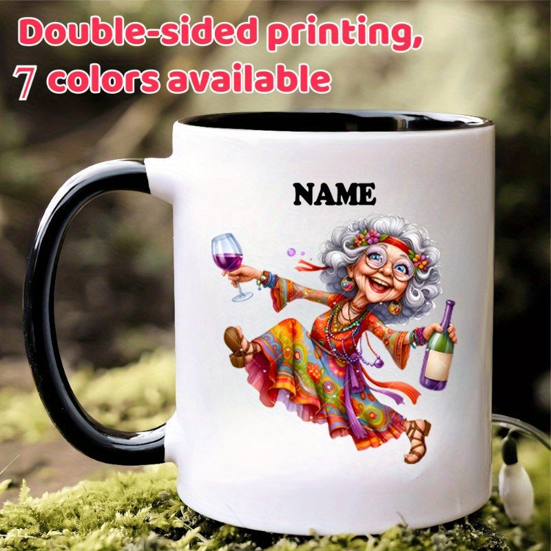 Tailorly Black Accent 11 oz Mug - personalized grandma coffee cup text