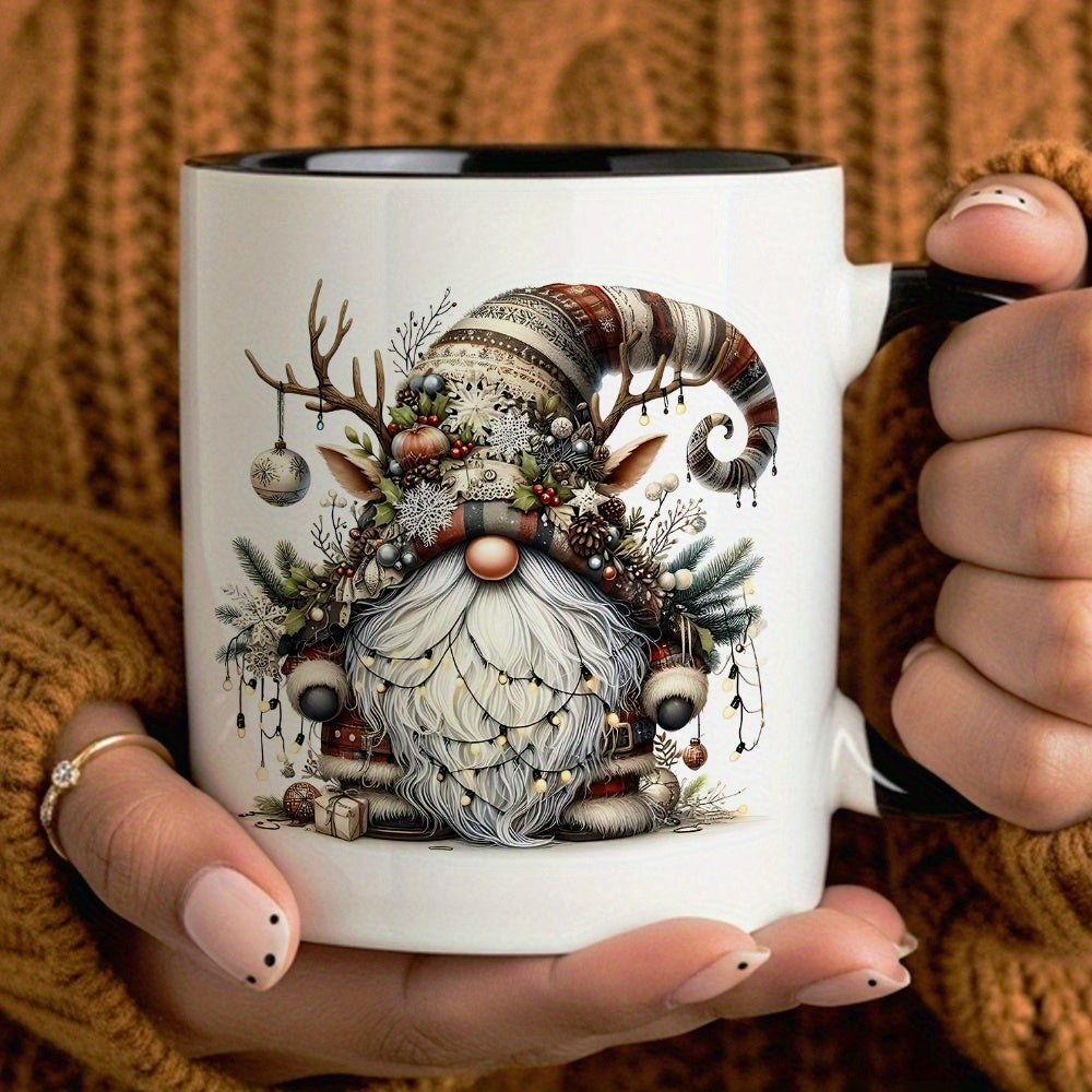 Tailorly Black Accent 11 oz Mug - christmas gnome with beard