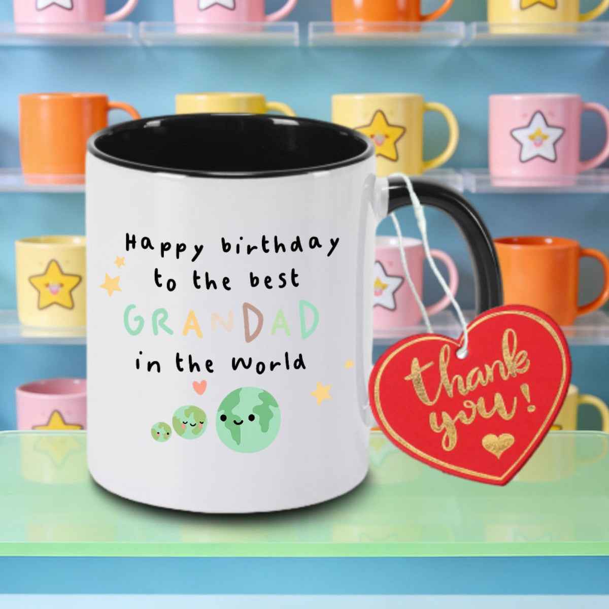 Tailorly Black Accent 11 oz Mug - birthday to the best grandad lettering