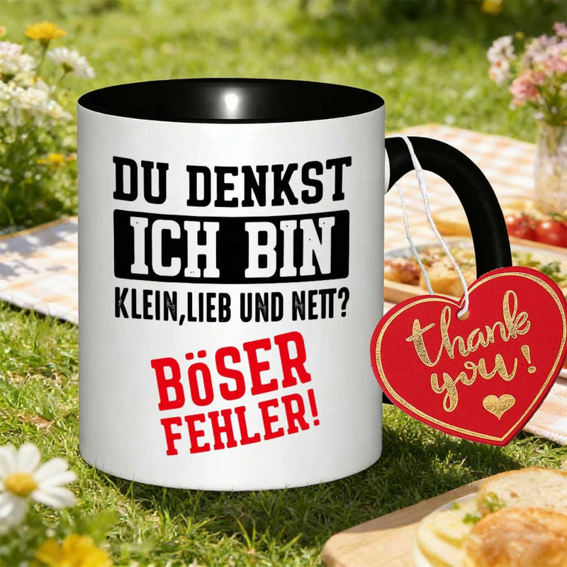 Tailorly Black Accent 11 oz Mug - du denkst ich bin klein