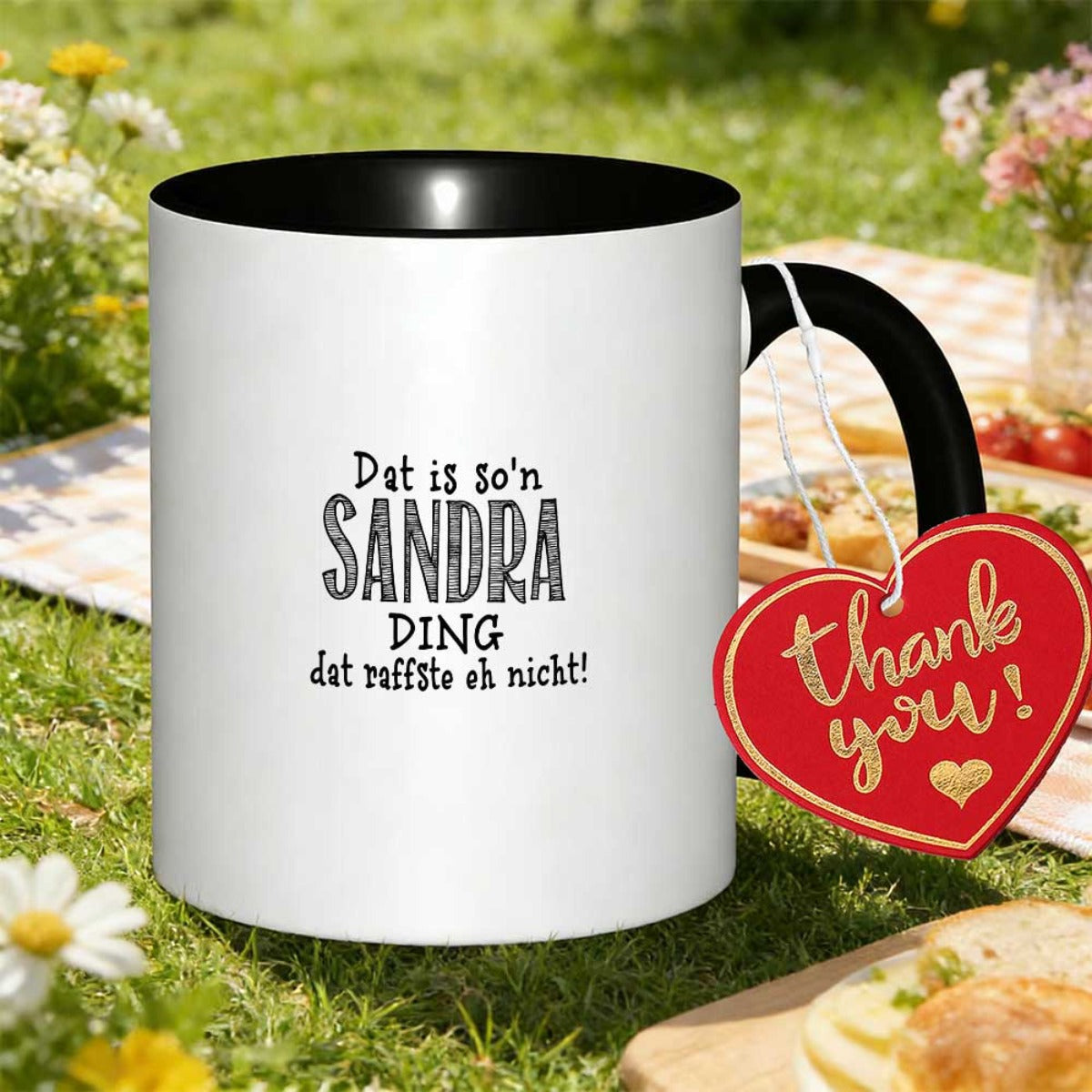 Tailorly Black Accent 11 oz Mug - text printed name text personalization