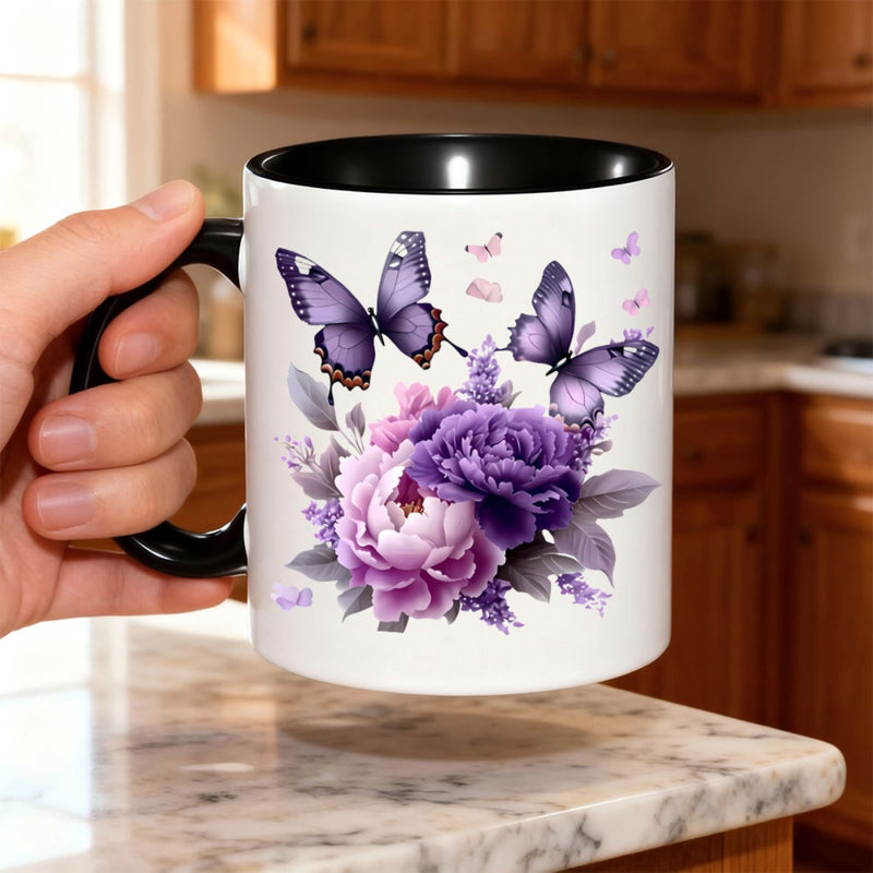 Tailorly Black Accent 11 oz Mug - item picture one insulated ceramic coffee mug designed for reuse featuring an elegant hand wash only and a great