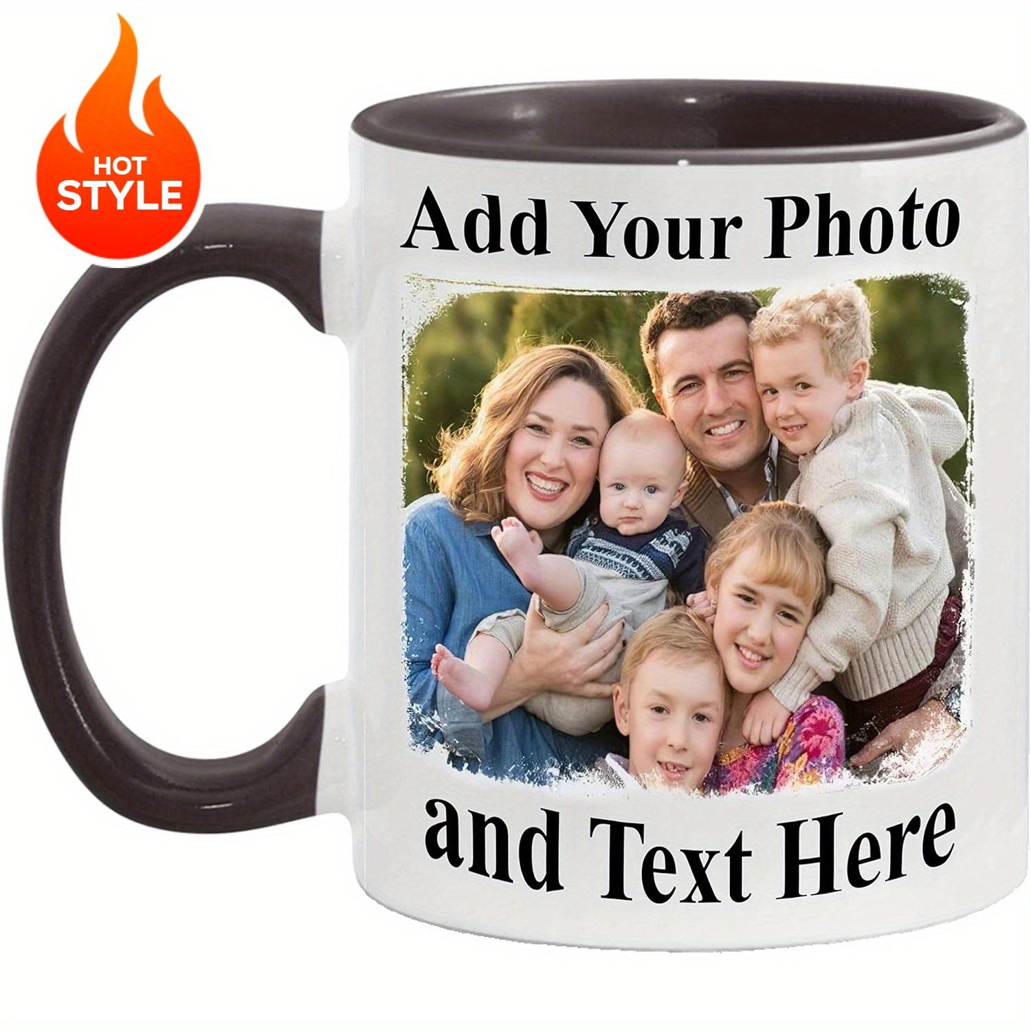 Tailorly Black Accent 11 oz Mug - personalized photo text