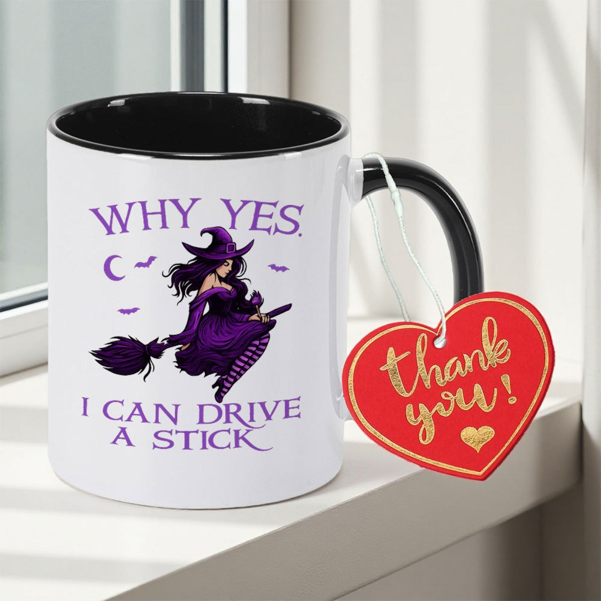 Tailorly Black Accent 11 oz Mug - halloween witch