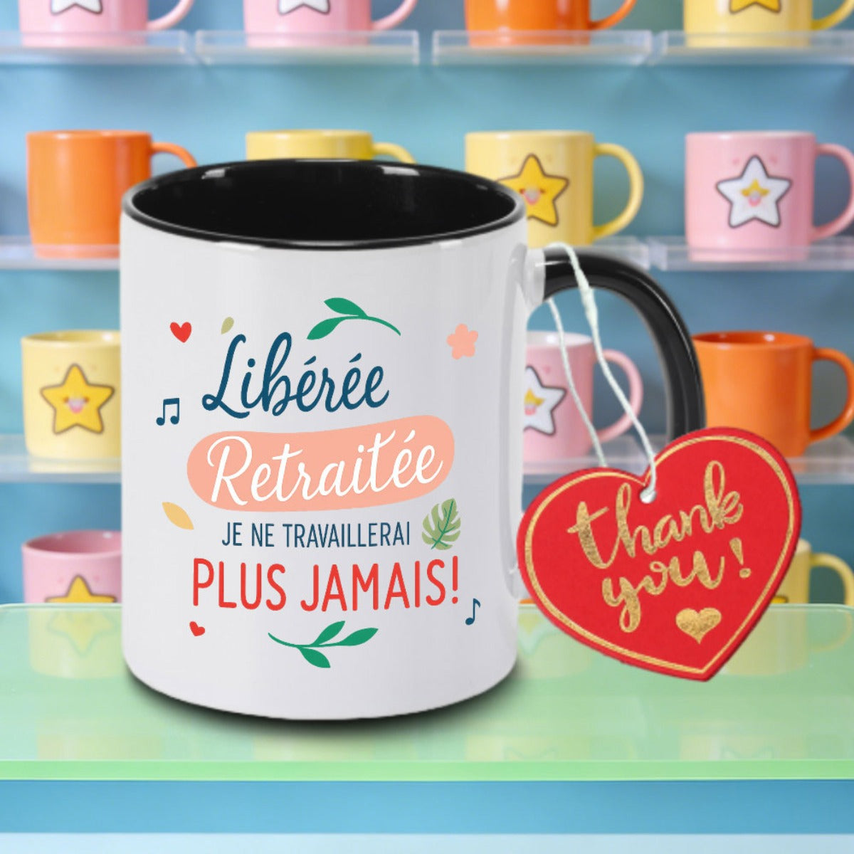 Tailorly Black Accent 11 oz Mug - "vais pas tre licenci i cant be" text