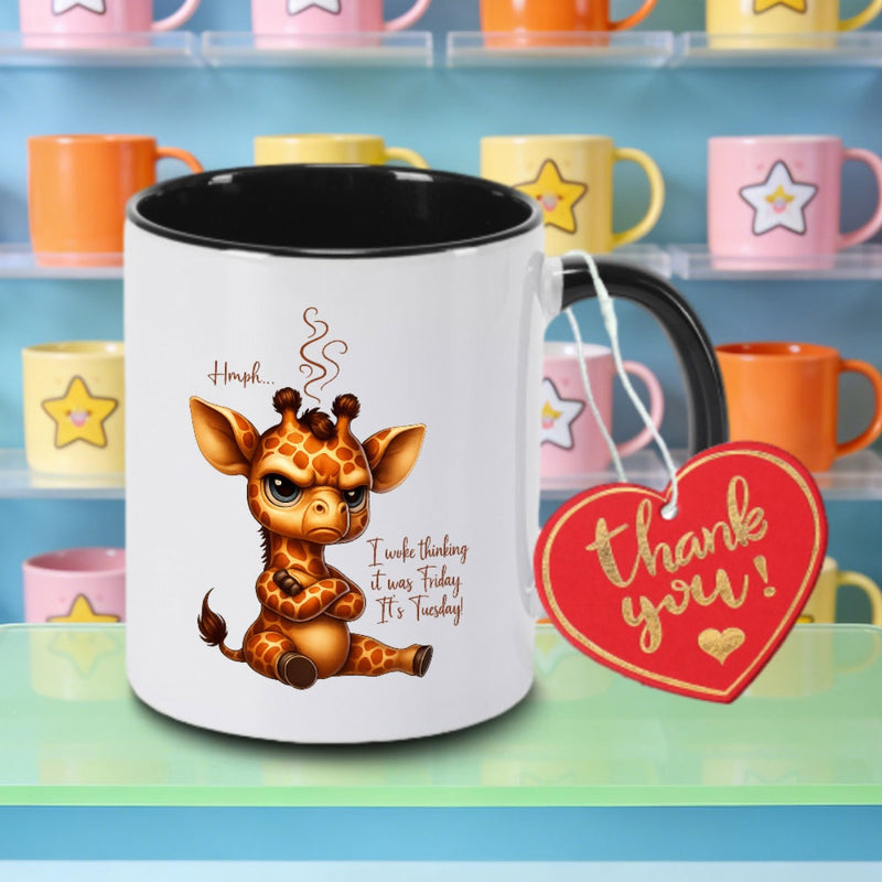 Tailorly Black Accent 11 oz Mug - chibi giraffe