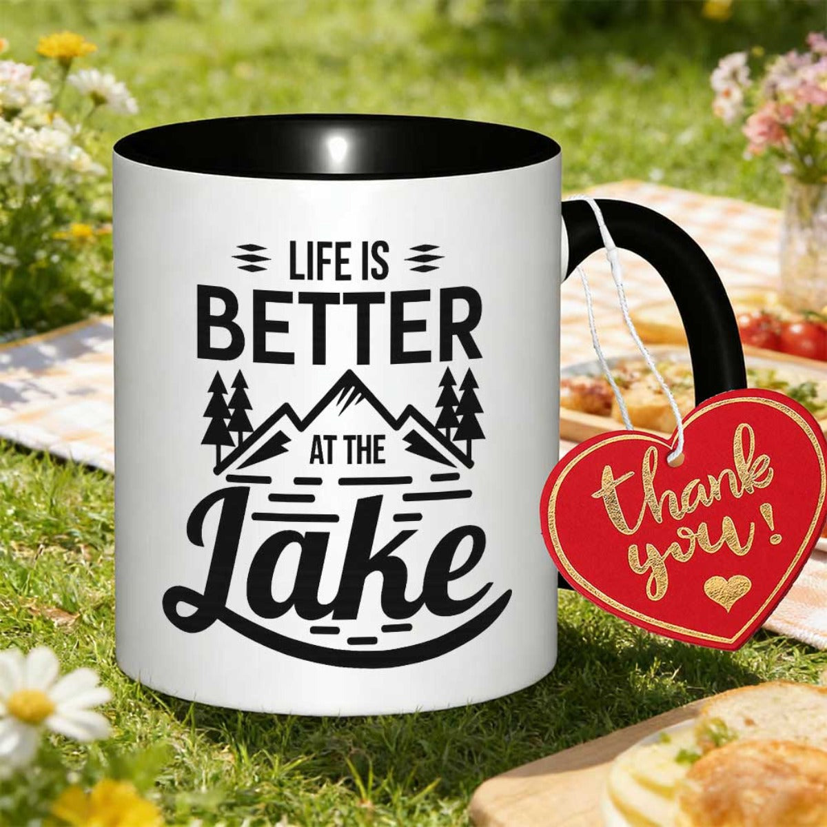Tailorly Black Accent 11 oz Mug - at the lake