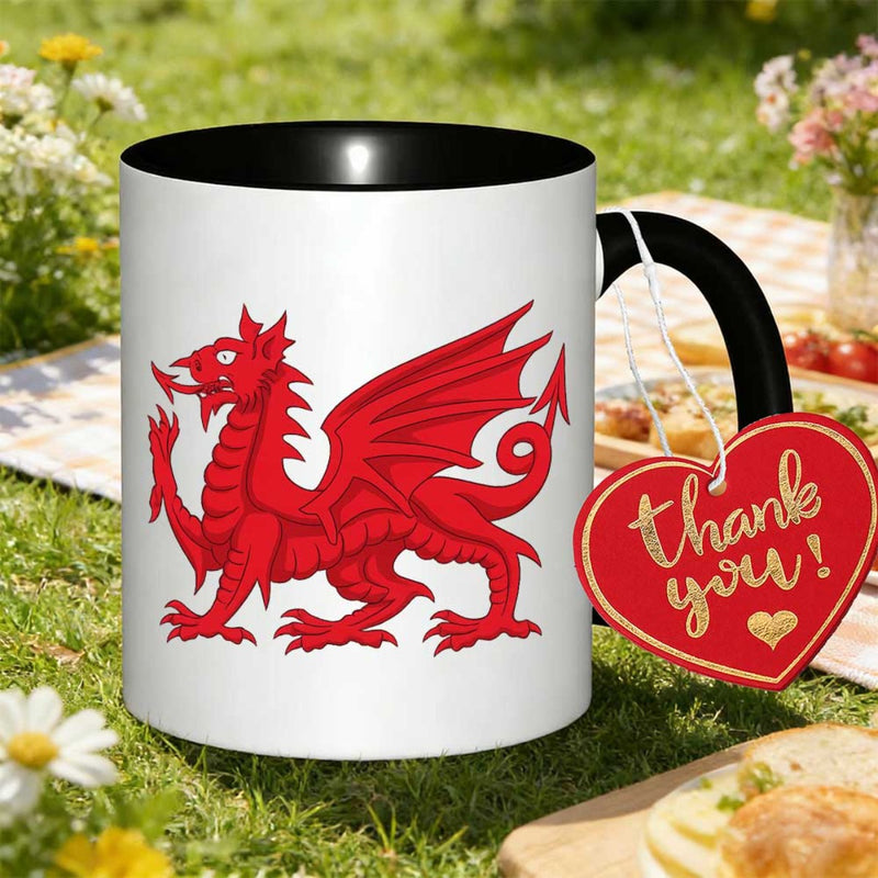Tailorly Black Accent 11 oz Mug - welsh dragon