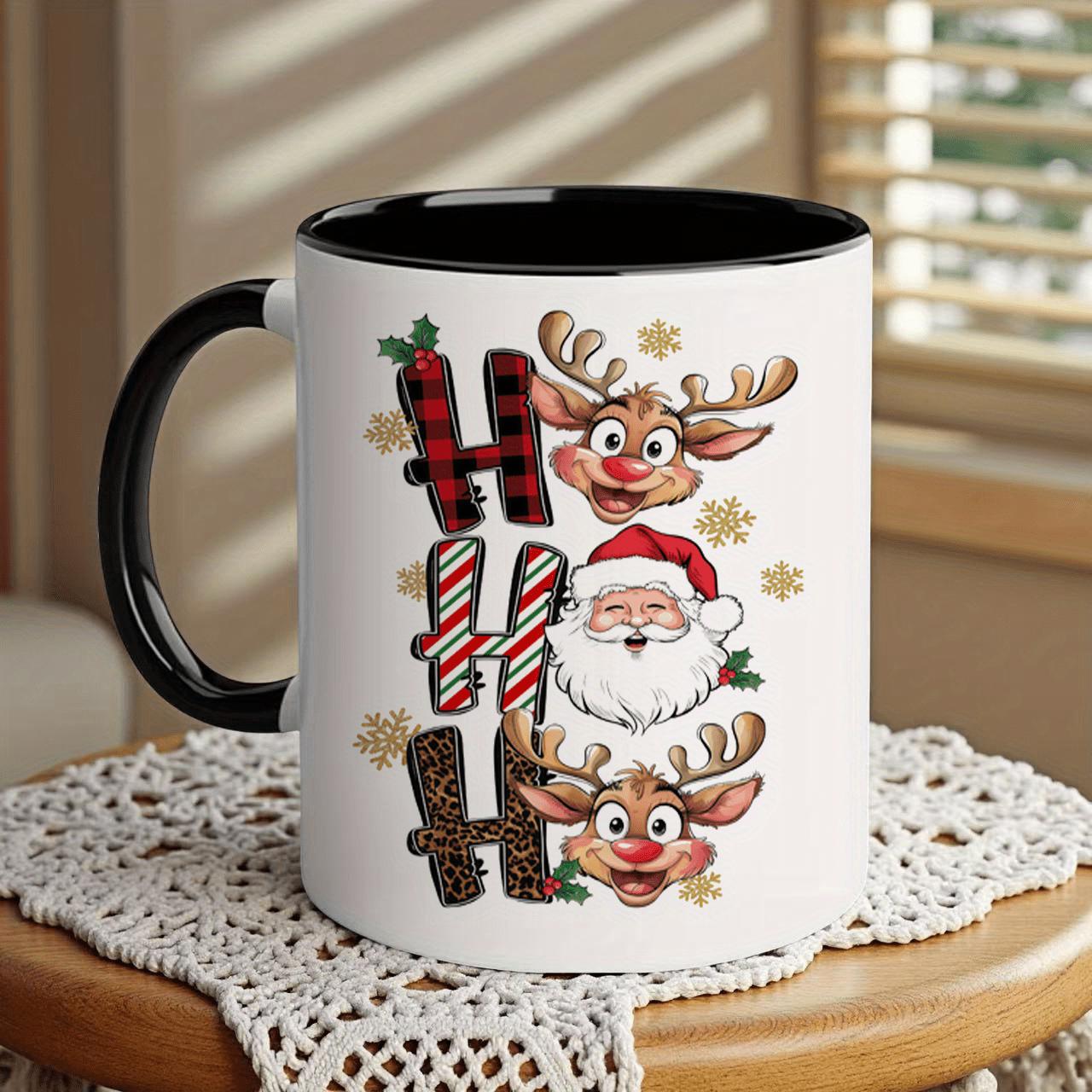 Tailorly Black Accent 11 oz Mug - christmas ho elk santa claus