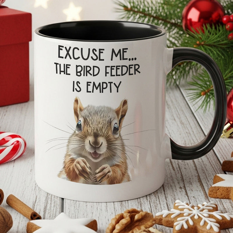 Tailorly Black Accent 11 oz Mug - squirrel themed