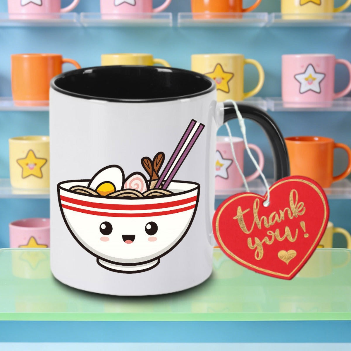 Tailorly Black Accent 11 oz Mug - cute ramen bowl logo