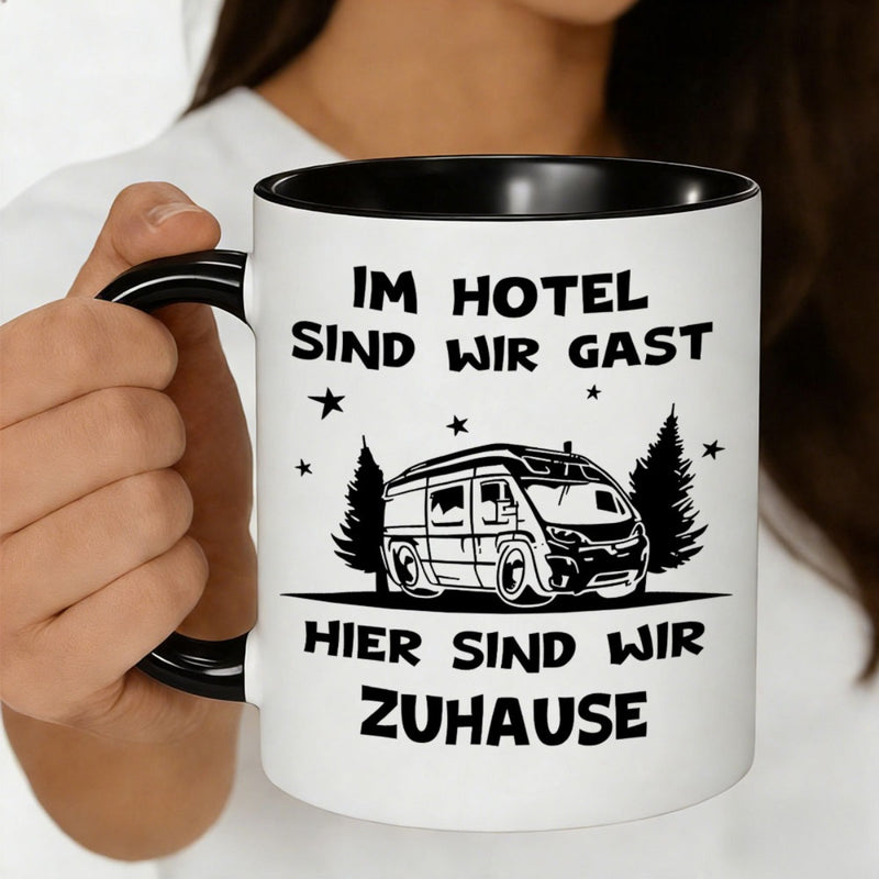 Tailorly Black Accent 11 oz Mug - van german text im hotel sind wir gasthier sind wir zuhause