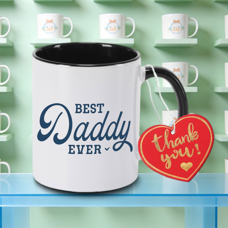 Tailorly Black Accent 11 oz Mug - best dad ever lettering