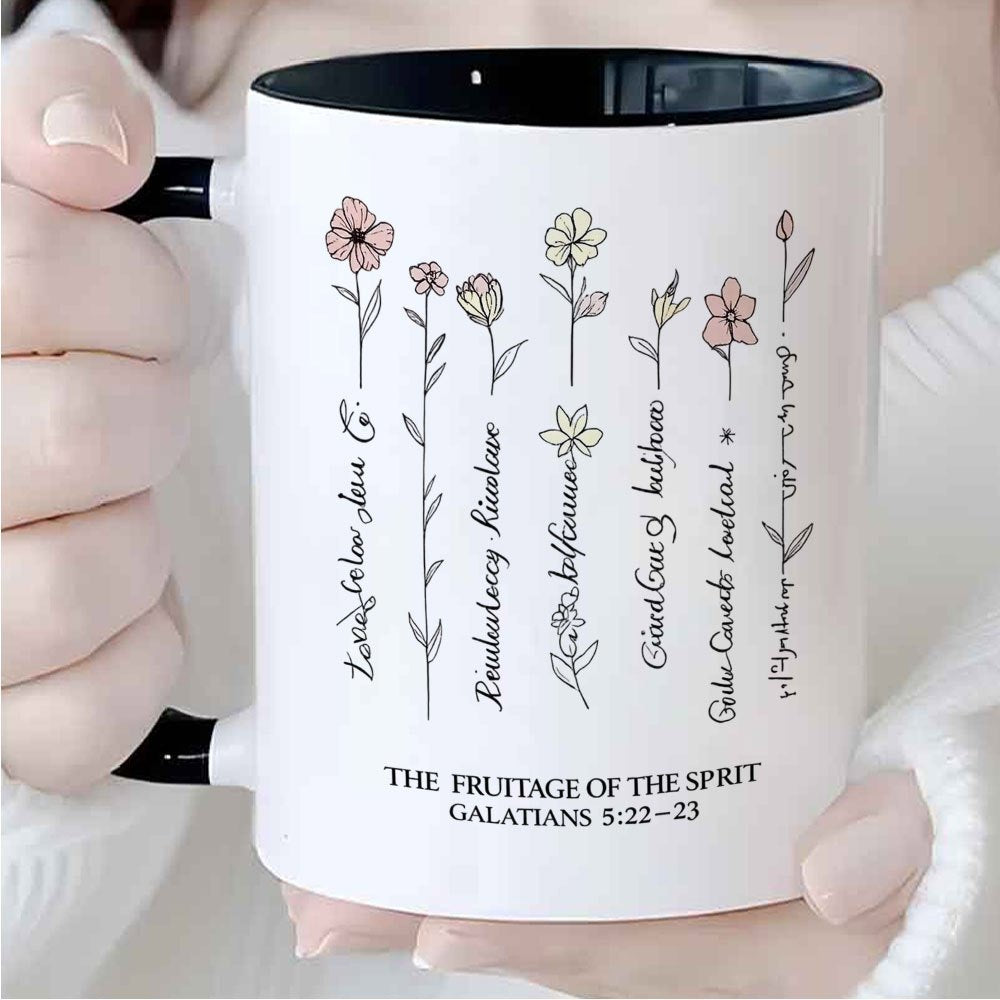 Tailorly Black Accent 11 oz Mug - floral pattern with inspirational text