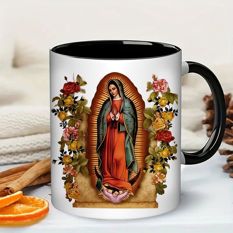Tailorly Black Accent 11 oz Mug - catholic saint illustration