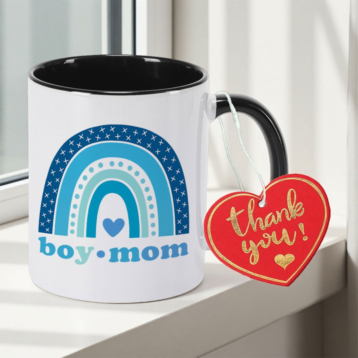 Tailorly Black Accent 11 oz Mug - double sided print in blue and for