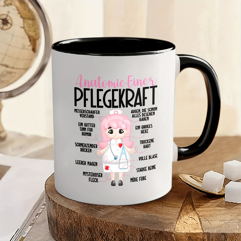 Tailorly Black Accent 11 oz Mug - item picture nurse mug anatomy of a nurse women durable ceramic coffee tea cup for dad mom men women use high