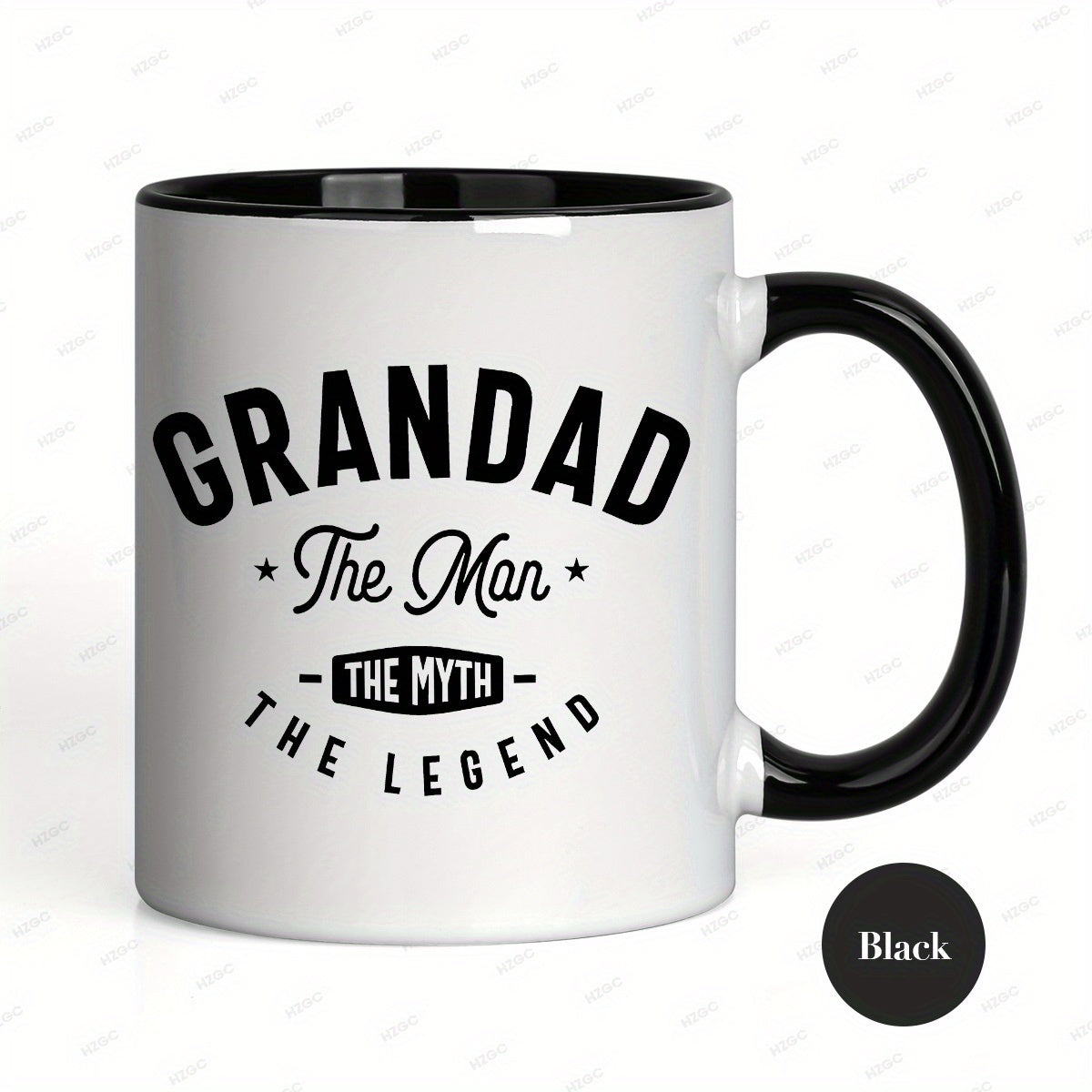 Tailorly Black Accent 11 oz Mug - grandad the man the legend text